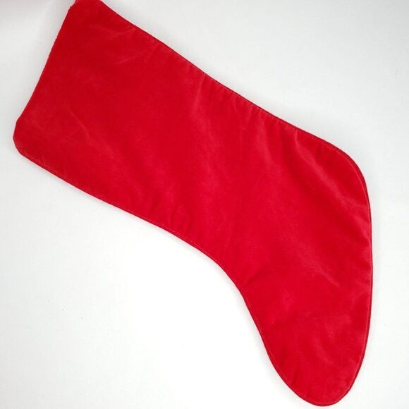 Needlepoint Santa Christmas Stocking Ring Bell Lined Velvet Back Blue Red 17" - Picture 3 of 3